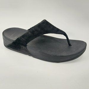 Fitflop Black Sandals Womens 8 Electra Thong Flip Flop Slip On Suede Casual.